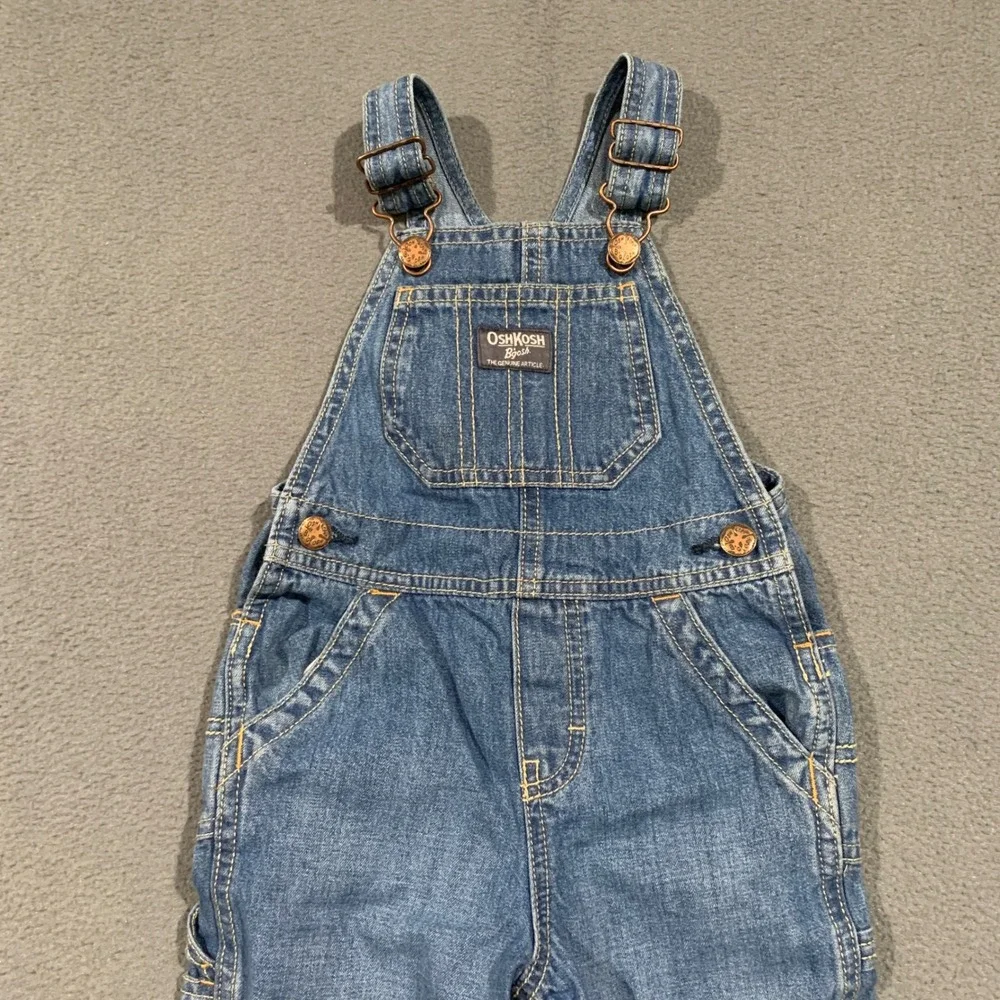 OshKosh B'gosh Vestbak Denim Overalls Toddler 24 Months Blue Carpenter Bibs